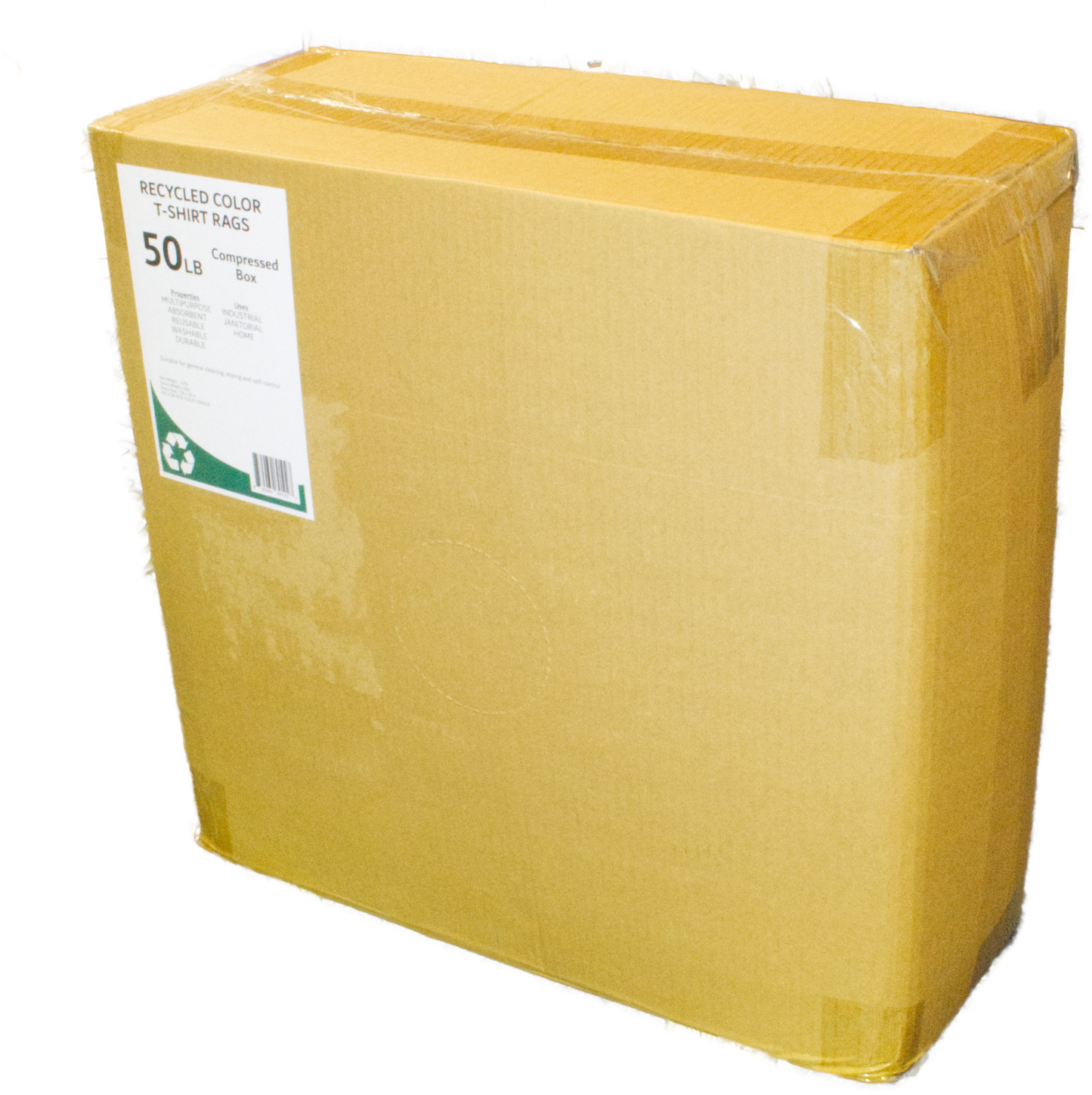 A box of compressed recycled color cotton rags