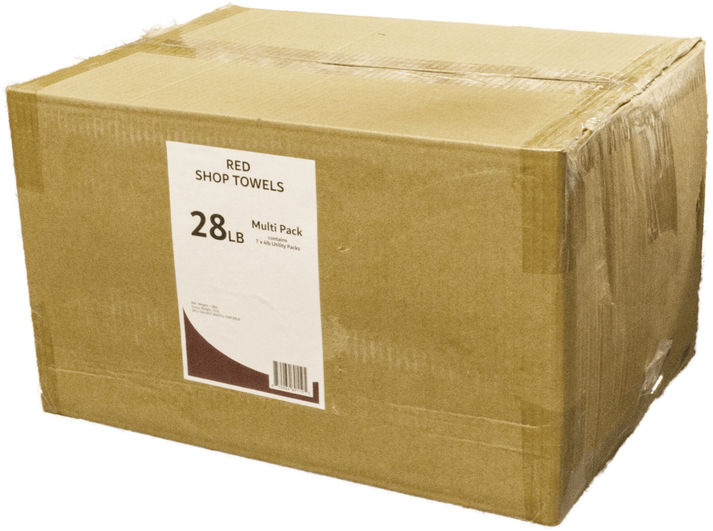 A multipack of 7x Red Shop Towels 4lb PolyBags