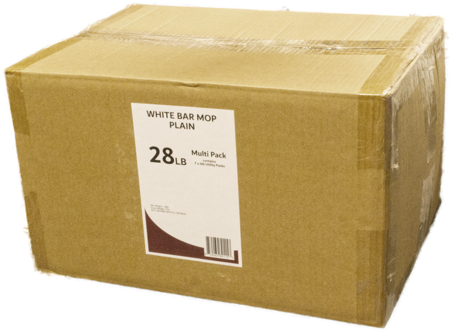 A multipack of 7x white bar mop 4lb polybags