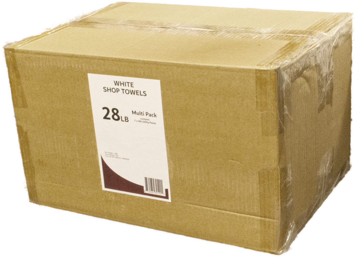 A multipack of 7x White Shop Towels 4lb polybags