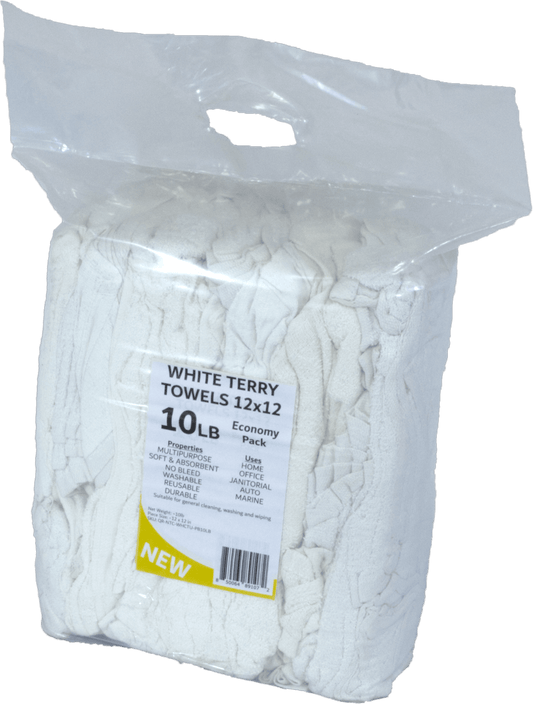 A Bag of white 12x12 terry towels