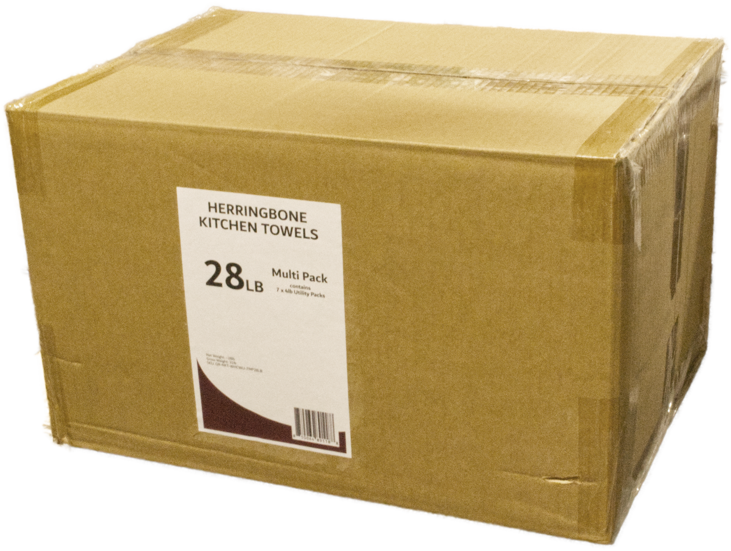 A multipack of 7x Herringbone Kitchen Towels 4lb PolyBags