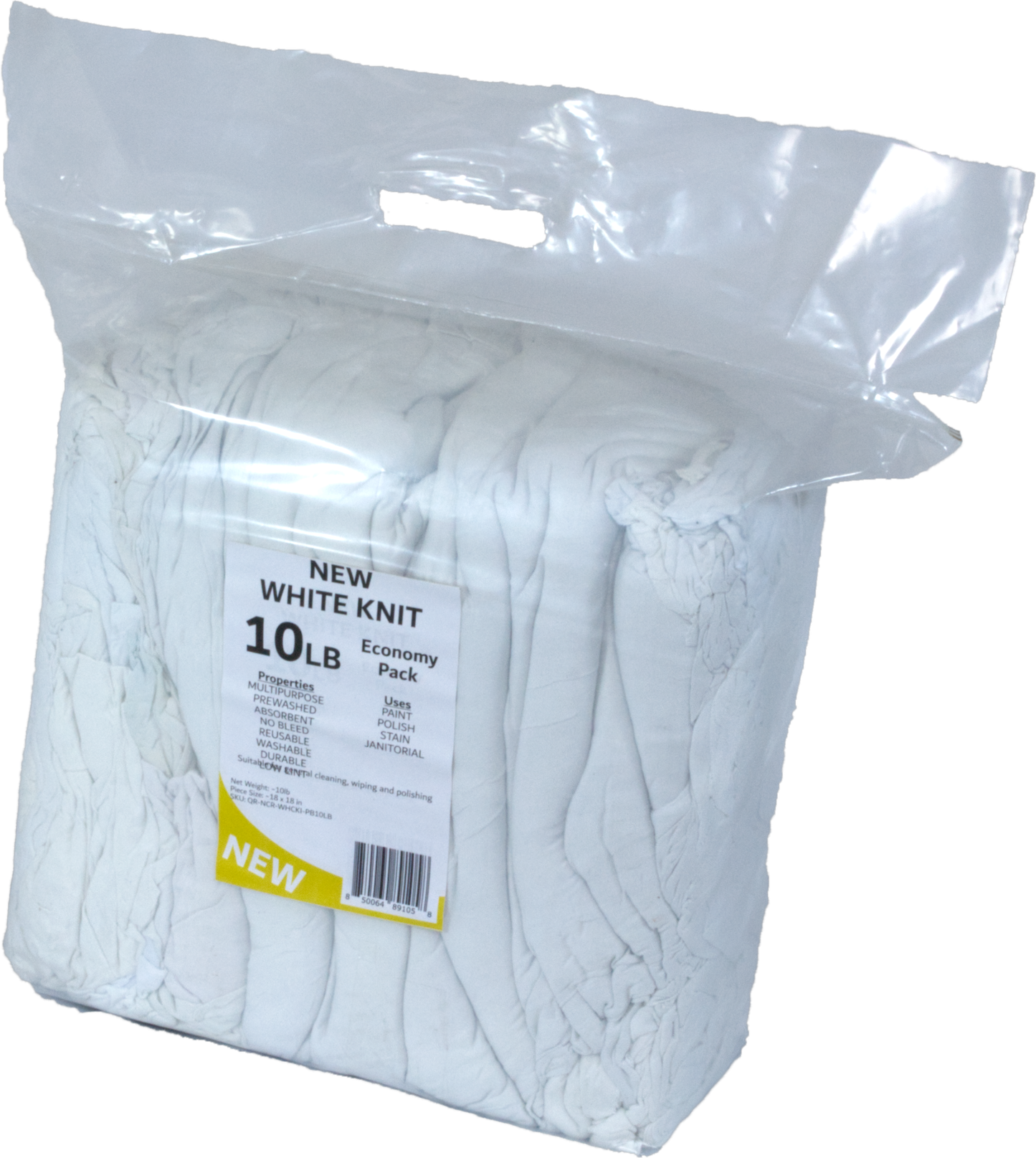 A bag of new white cotton wiping rags