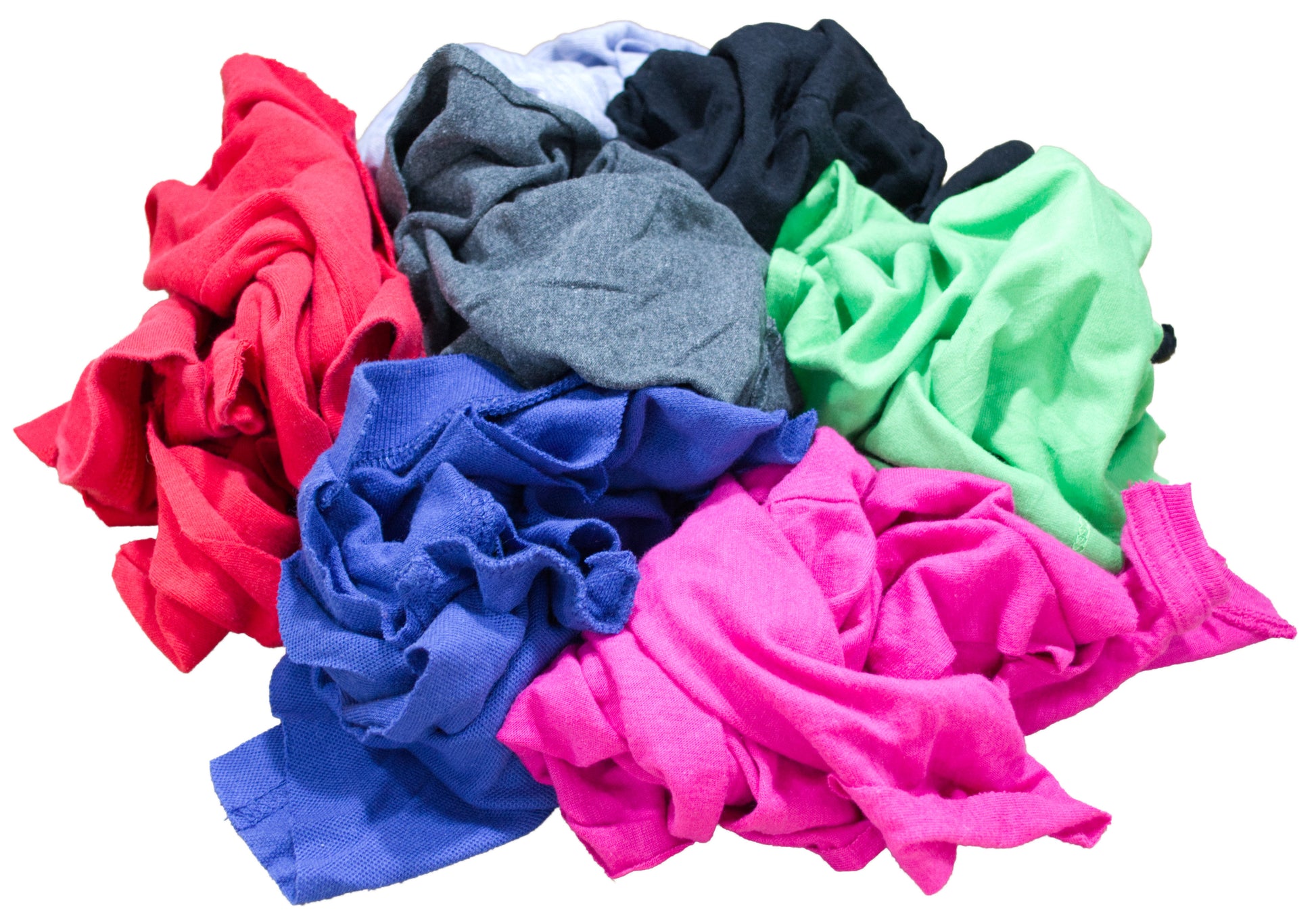 A bundle of colorful cotton rags