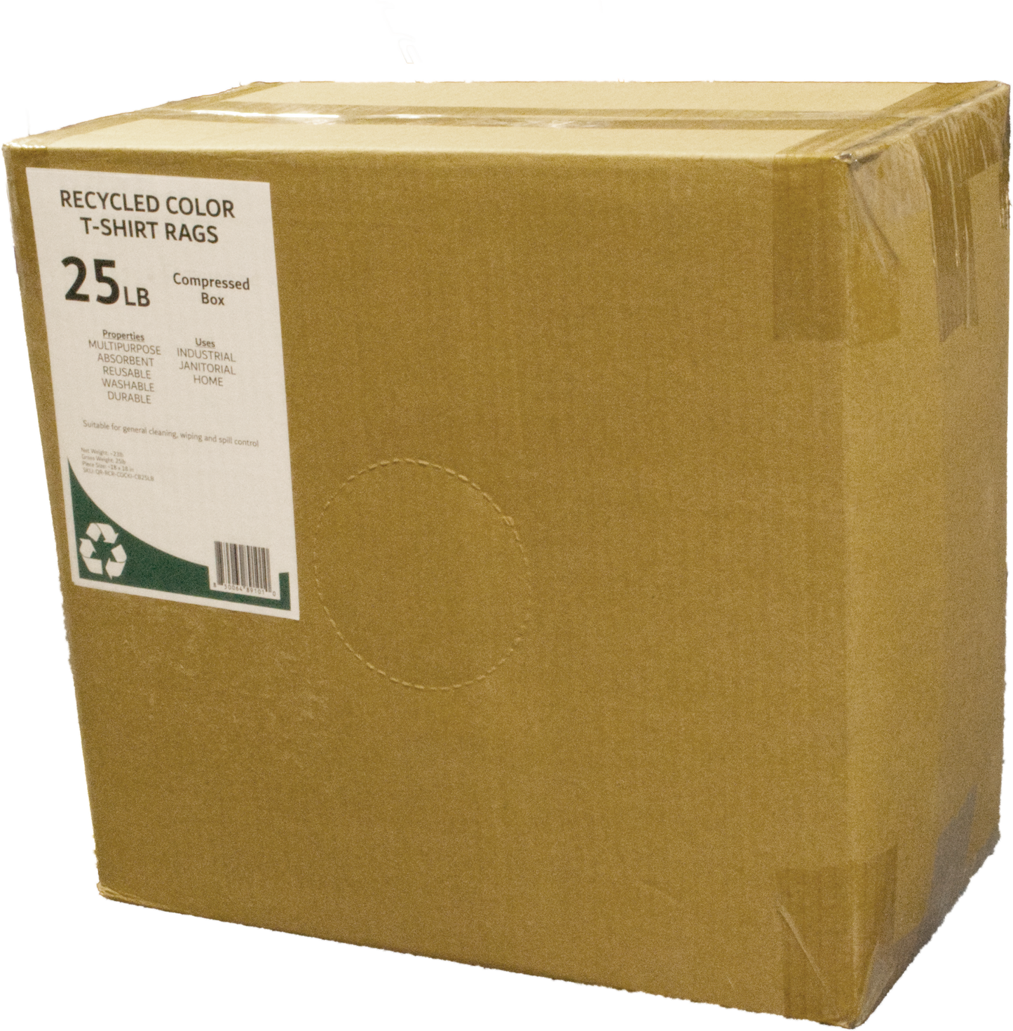 A box of compressed recycled color cotton rags