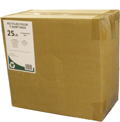 A box of compressed recycled color cotton rags