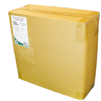 A box of compressed recycled color cotton rags