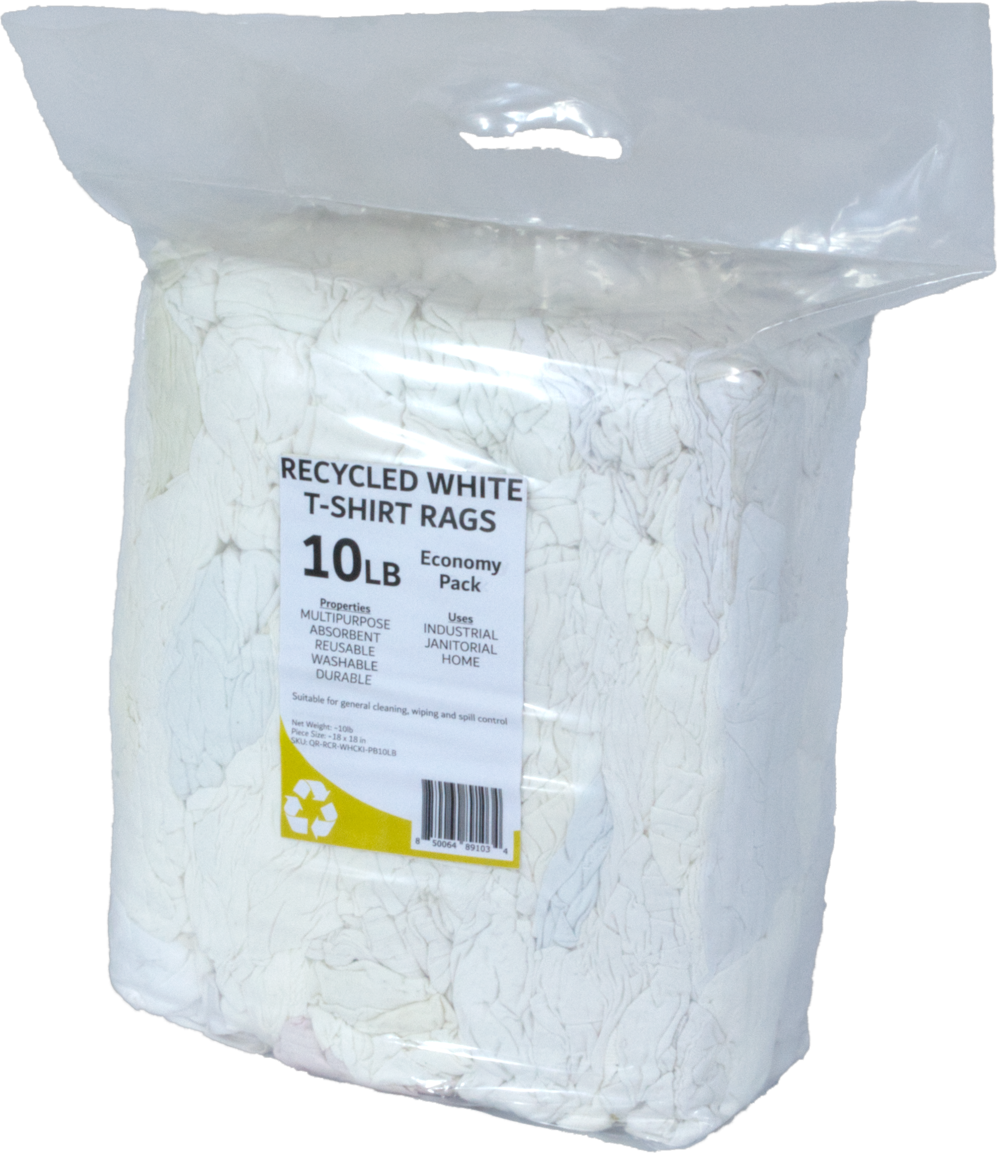 A bag of recycled white cotton rags