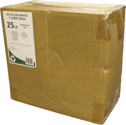 A box of compressed white cotton rags