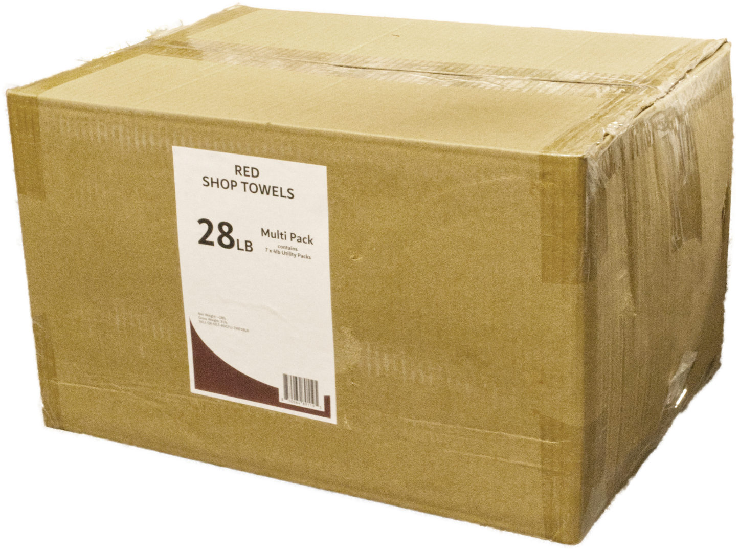 A multipack of 7x Red Shop Towels 4lb PolyBags