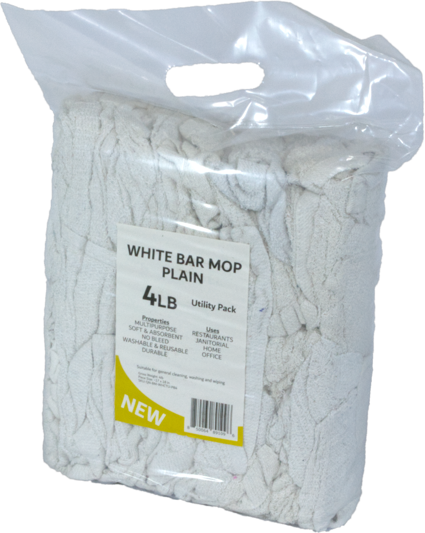 A bag of white bar mops