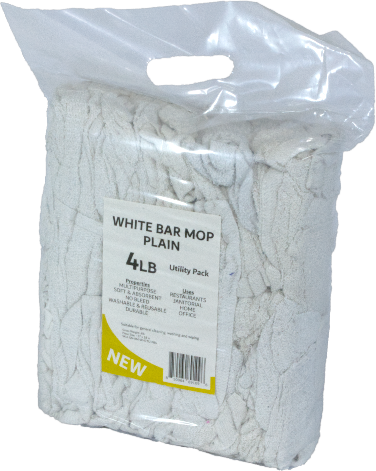 A bag of white bar mops