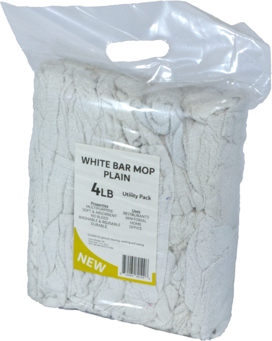 A bag of white bar mops
