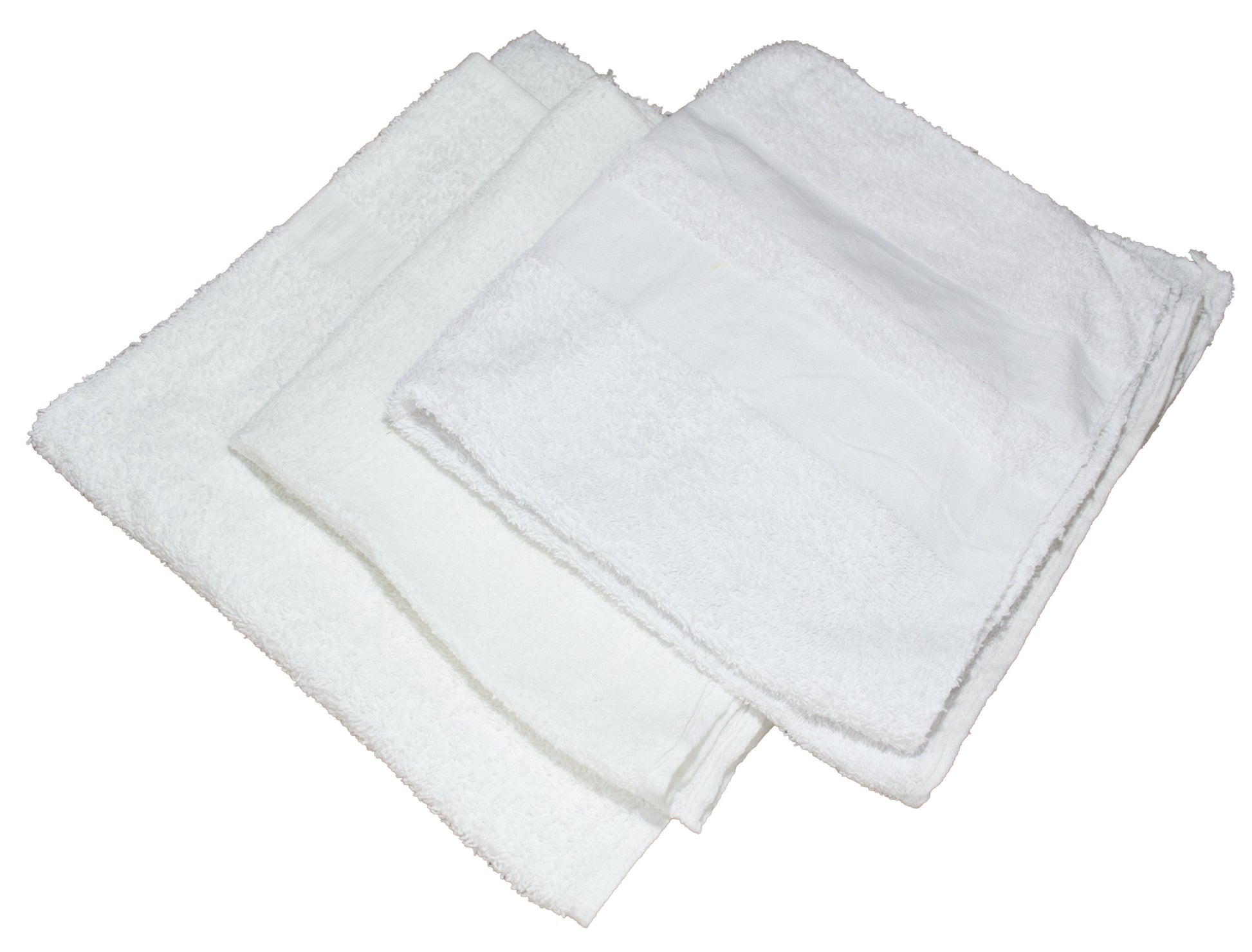A stack of white half towels