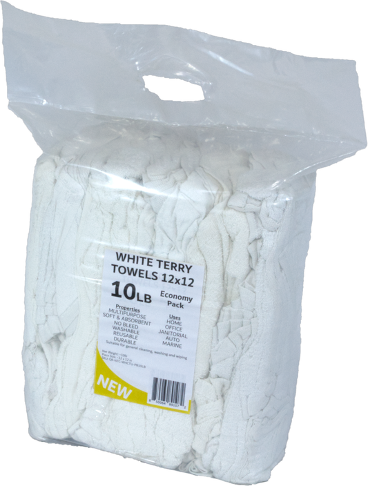 A Bag of white 12x12 terry towels